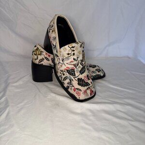 ASOS DESIGN Substitute smart Mid Heeled Loafers in Tapestry size 7 EU 38